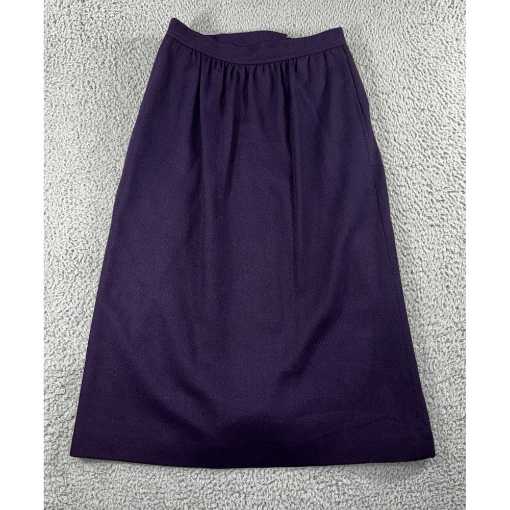 Evan-Picone Skirt Women 6 Purple Wool Blend 28'' Midi Pockets Dark Academia Vtg
